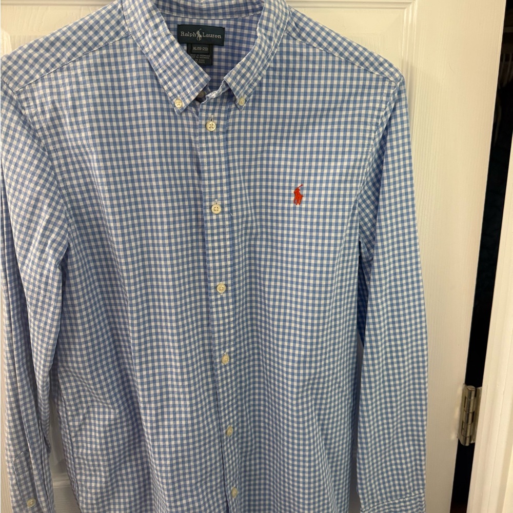 Ralph Lauren Blue and White Checkered Men's Shirt